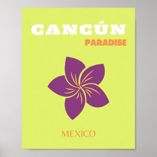 Cancun, Mexico, Travel Art, Green, Tropical Art Poster