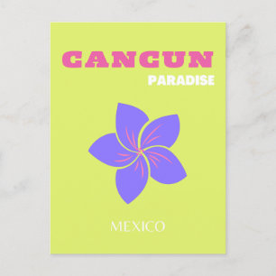 Cancun, Mexico Travel Art, Tropical Art, Green Holiday Postcard