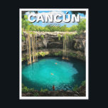 Cancun Mexico Travel Cenote Postcard<br><div class="desc">Cancún, located on the northeastern coast of Mexico’s Yucatán Peninsula, is one of the world’s most popular beach destinations, known for its white-sand beaches, crystal-clear turquoise waters, and vibrant nightlife. Originally developed in the 1970s as a tourist hub, Cancún has since grown into a world-class resort city that attracts millions...</div>