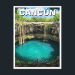 Cancun Mexico Travel Cenote Postcard<br><div class="desc">Cancún, located on the northeastern coast of Mexico’s Yucatán Peninsula, is one of the world’s most popular beach destinations, known for its white-sand beaches, crystal-clear turquoise waters, and vibrant nightlife. Originally developed in the 1970s as a tourist hub, Cancún has since grown into a world-class resort city that attracts millions...</div>