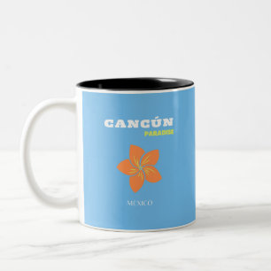 Cancun, Mexico, Tropical Art, Travel Art, Preppy Two-Tone Coffee Mug