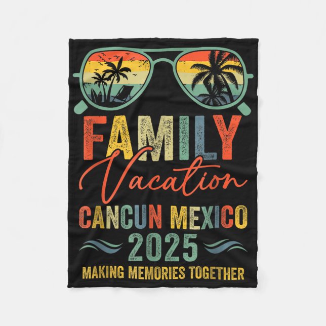 Cancun Mexico Vacation 2025 Matching Family Group  Fleece Blanket (Front)