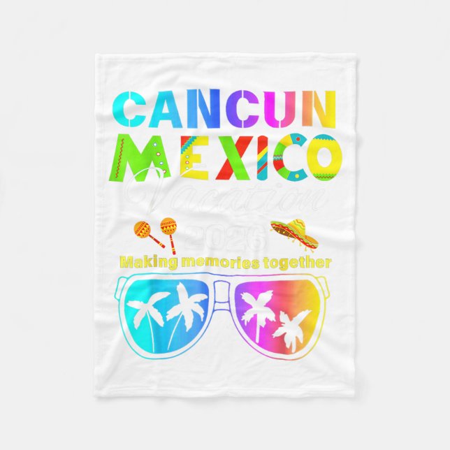 Cancun Mexico Vacation Beach 2026 Trip Squad Fleece Blanket (Front)