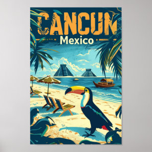 Cancun Mexico Vintage Famous Travel Place Poster