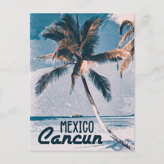 Cancun Mexico Vintage style poster Art Holiday Postcard (Front)