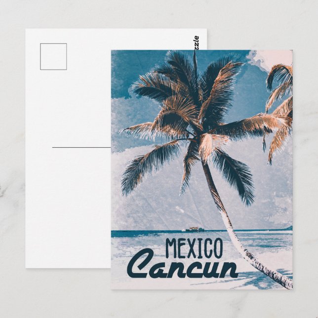 Cancun Mexico Vintage style poster Art Postcard (Front/Back)