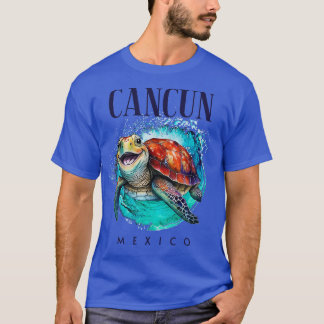 Cancun Mexico Watercolor Happy Sea Turtle T-Shirt