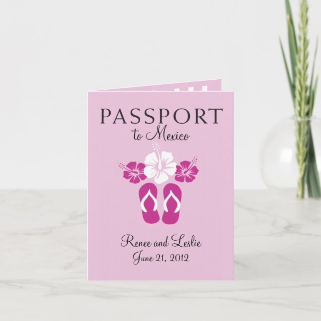 Cancun, Mexico Wedding Passport Invitation (Front)