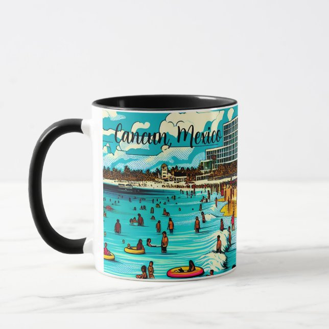 Cancun, Mexico with a Pop Art Vibe Mug (Left)