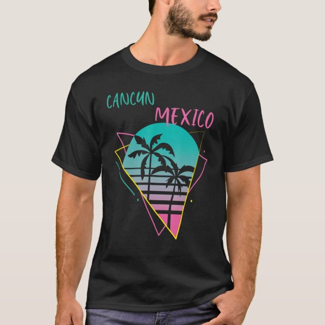 Cancun Palm tree Mexico Vacation Beach Ocean Surfi T-Shirt (Front)