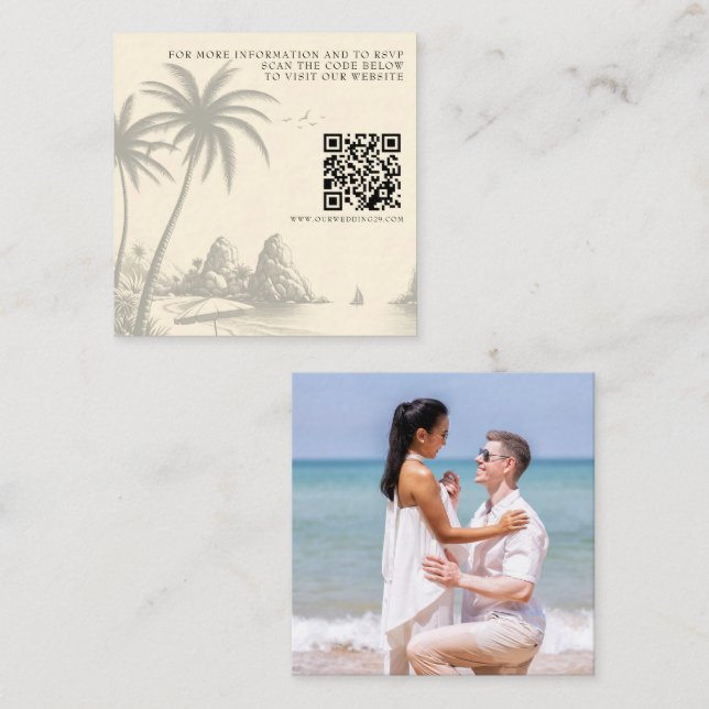 Cancun Passport Wedding QR Enclosure Card (Front/Back)