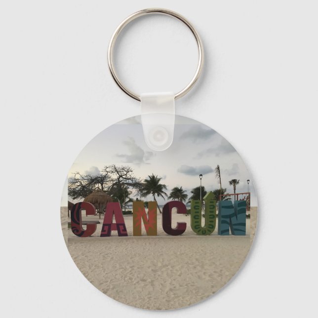 Cancun Sign - Playa Delfines, Mexico #1-1 Keychain (Front)