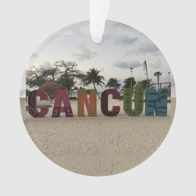 Cancun Sign – Playa Delfines, Mexico Ornament (Front)