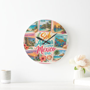 Cancun Sun Sand Mexico Beautiful Beaches Tropical  Large Clock