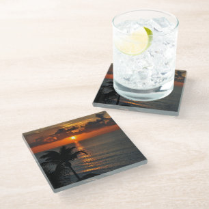 Cancun Sunset Glass Coaster