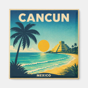 Cancun Vintage Travel Poster Magnet