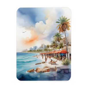 Cancun watercolor art magnet
