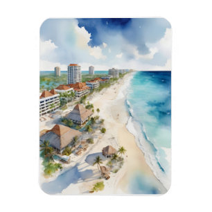 Cancun watercolor art magnet