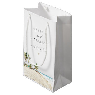 CANCUN Watercolor Beach Palm Tree Thank You Small  Small Gift Bag