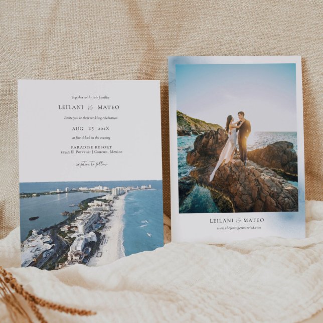 Cancun Watercolor Destination Wedding Invitation (Creator Uploaded)