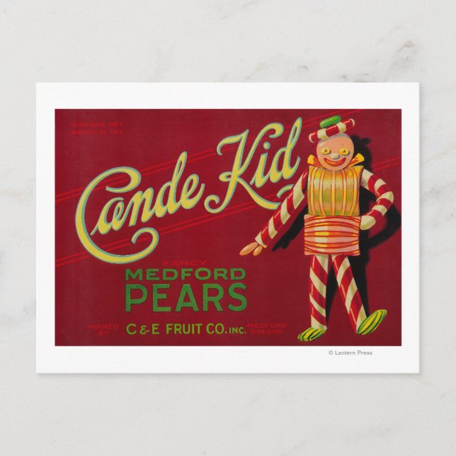 Cande Kid Pear Crate LabelMedford, OR Postcard (Front)