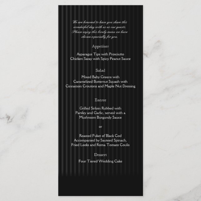 Candélabre gothique sur le menu Mariage noir et ar (Devant)