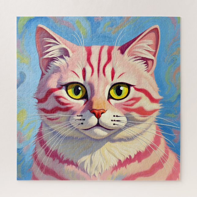 “Candice” A Cherry Striped Mystique – Cat Portrait Jigsaw Puzzle (Vertical)