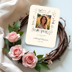 Candid Delicate Pastel Floral Frame Photo Funeral  Magnet