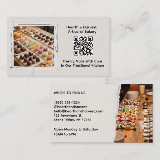 Candies Bakeshop with Image and QR code Business Card
