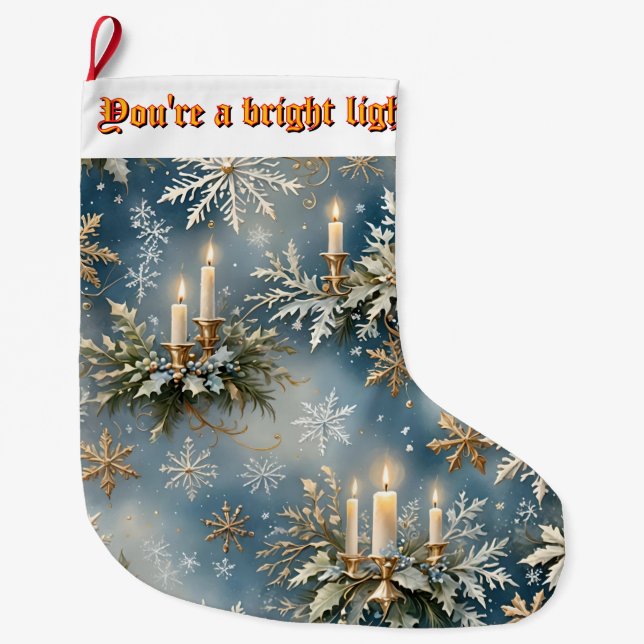 Candle ai art  large christmas stocking (Front)