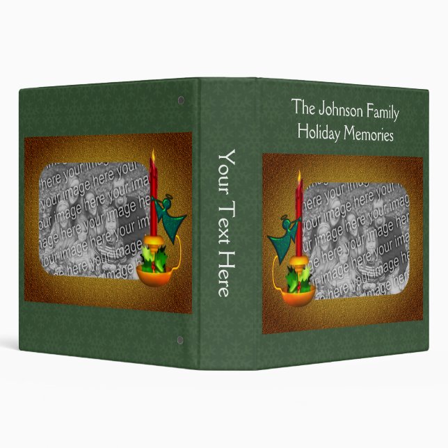 Candle And Angel Holiday Christmas Personalized Binder (Background)