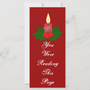 Candle And Holly Bookmark Template