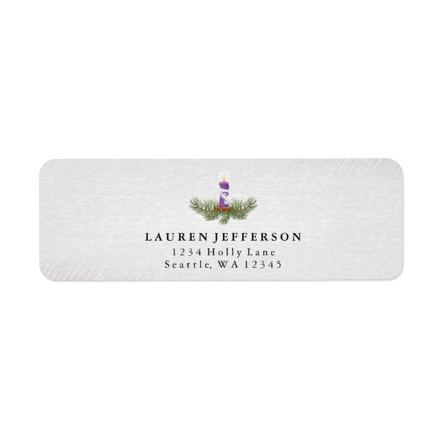Candle and Pine Leaves Holiday Address Label (Front)