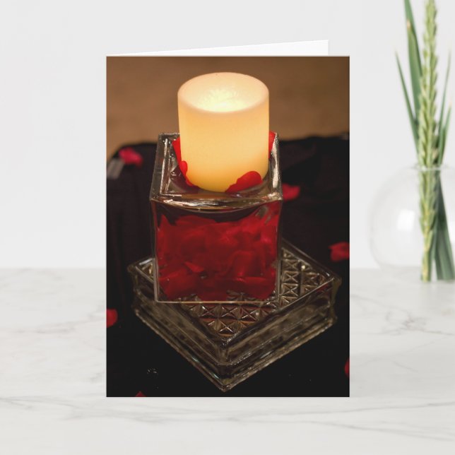 Candle and Rose Petals Holiday Card (Front)