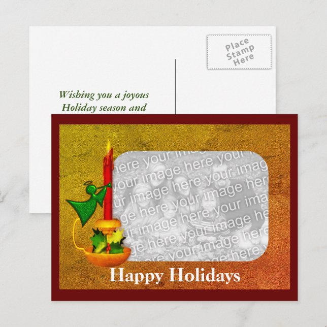 Candle Angel Christmas Holiday Photo Postcard (Front/Back)