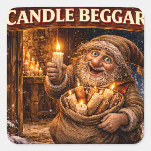 Candle Beggar Icelandic Yule Lad Square Sticker