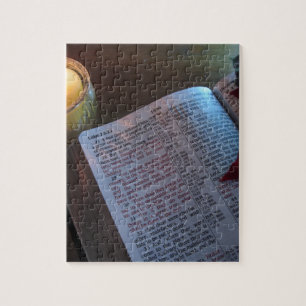Candle, Bible, and Poinsetta Jigsaw Puzzle