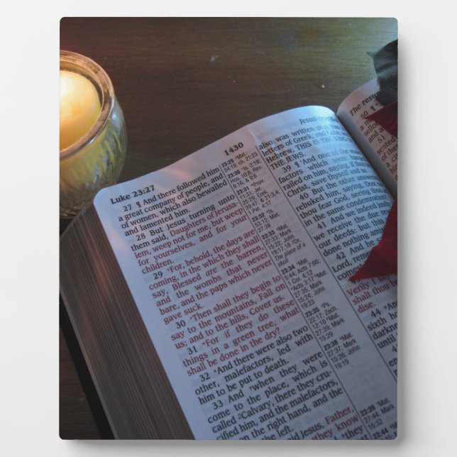 Candle, Bible, and Poinsetta Plaque (Front)