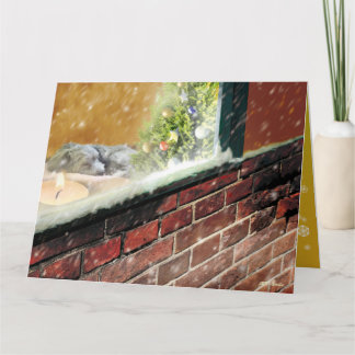 Candle by the Window, Sleeping Dog Christmas Card