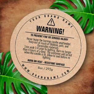 Candle Cardboad Warning Label Design Sticker