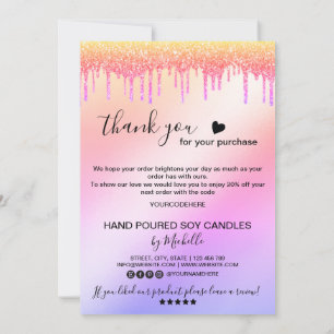 Candle Care Card Thank You Card Add Your Logo Drip