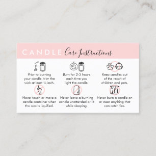 Candle Care Instructions Business Card