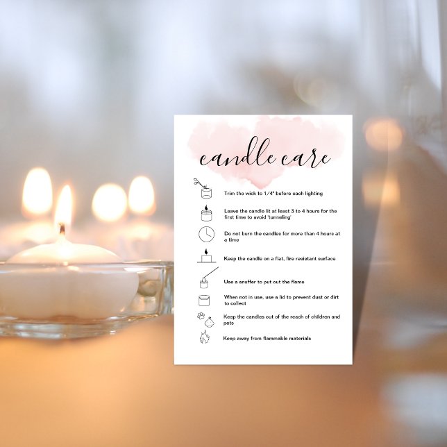 Candle Care Instructions Card Add Your Logo Simple (Creator Uploaded)