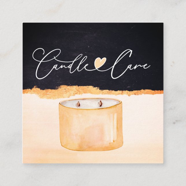 Candle Care Instructions / Caring for your candles Square Business Card (Back)