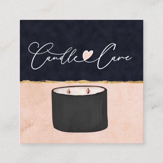 Candle Care Instructions / Caring for your candles Square Business Card (Back)