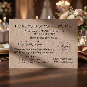 Candle Care Kraft Paper   Custom Logo Thank You  Business Card