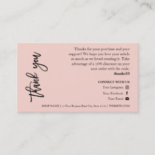 Candle Care Pink Chic Script Thank You Card
