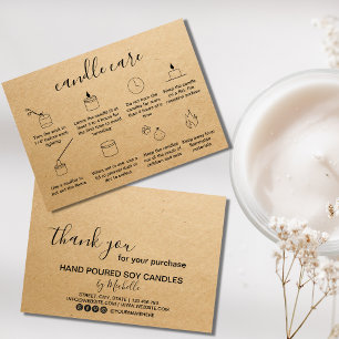 Candle Care Thank You Card Add Your Logo Simple
