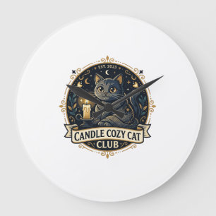 Candle Cozy Cat Cat Dad Gift Idea - Candle Cozy Ca Large Clock