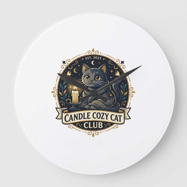 Candle Cozy Cat Cat Dad Gift Idea - Candle Cozy Ca Large Clock (Front)
